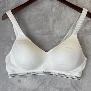 Calvin Klein White Comfort Stretch Cotton Blend Wireless Bralette Bralette XL
